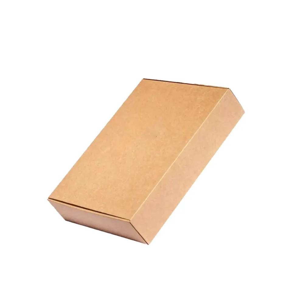 Brown Kraft Mailer Boxes: Closed plain brown kraft mailer box shown at an angle, with no print on lid or walls